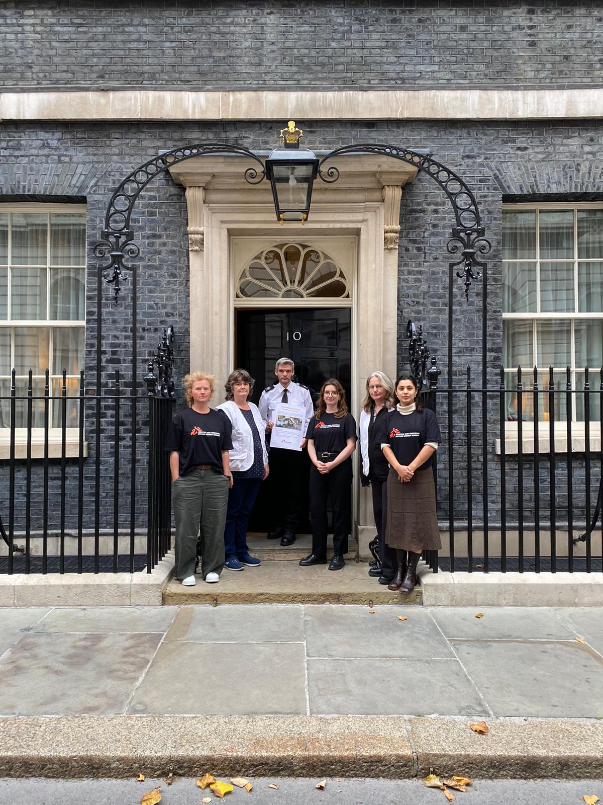 MSF UK advocacy team outside Number 10